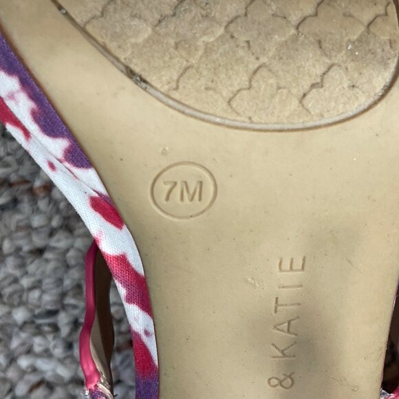 Kelly & Katie Litton Strappy Heel Sandals Pink Purple Size 7 Zip Platform - Picture 9 of 11